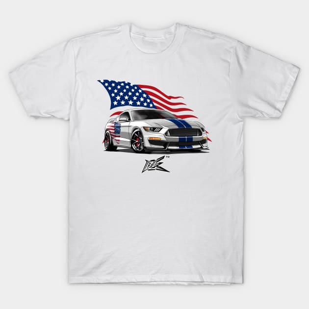 shelby mustang gt350R american flag 4th of july T-Shirt by naquash